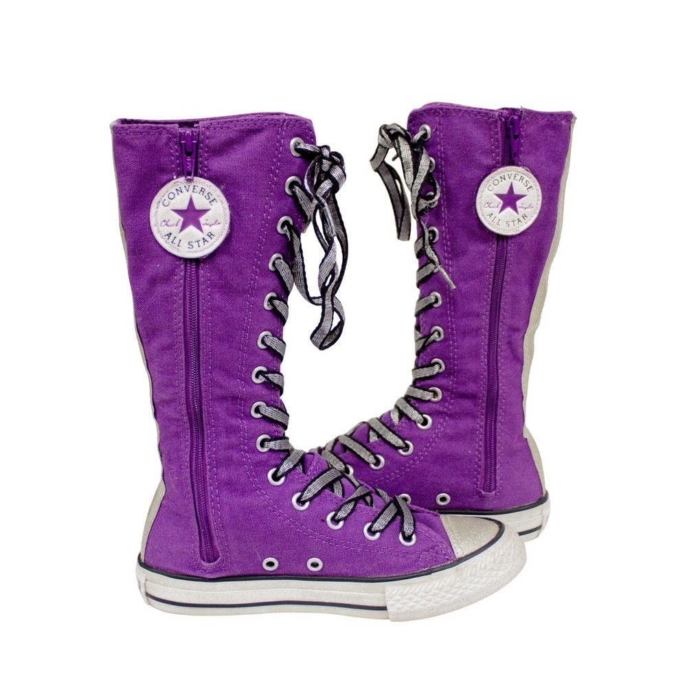 Converse Purple / Silver Lace up Sneaker Boot Junior 13 (Youth) | Converse Boots